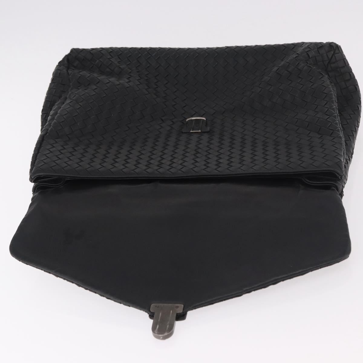 BOTTEGA VENETA INTRECCIATO Briefcase Leather Black Silver Auth 189914