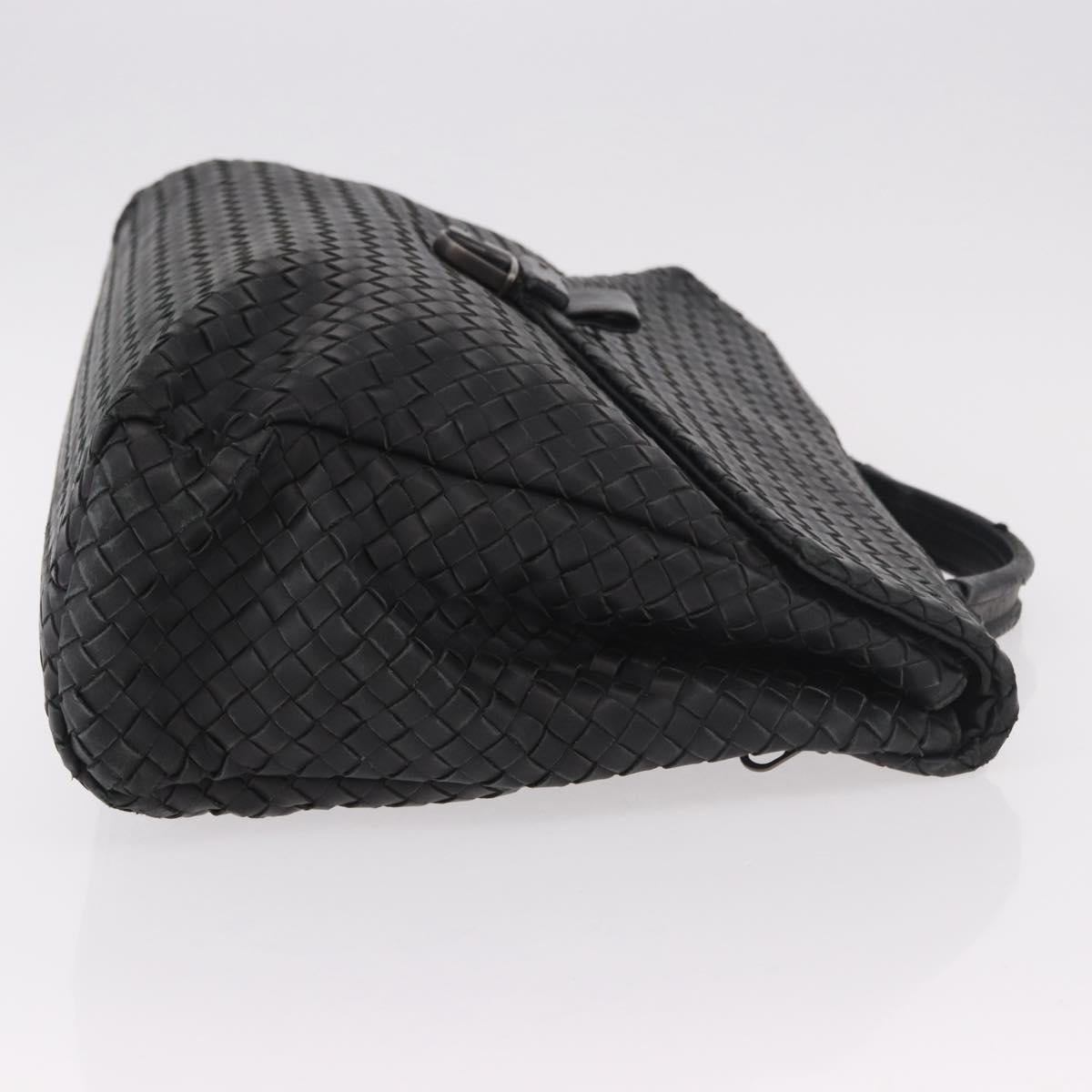BOTTEGA VENETA INTRECCIATO Briefcase Leather Black Silver Auth 189914