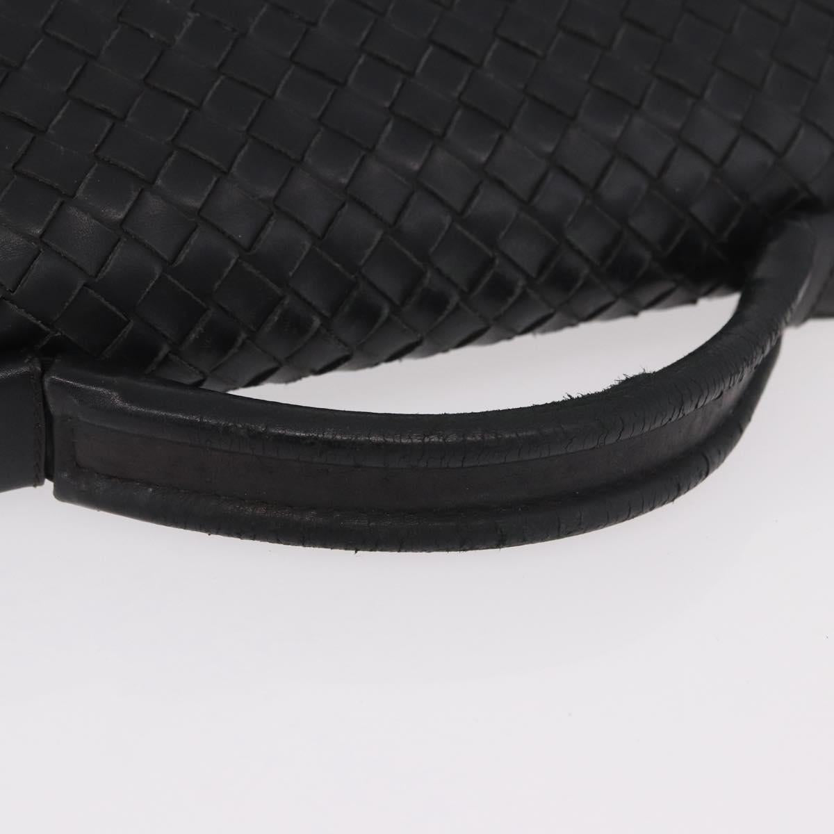 BOTTEGA VENETA INTRECCIATO Briefcase Leather Black Silver Auth 189914