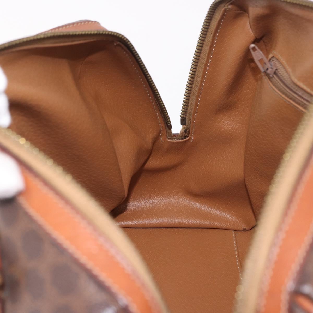 CELINE Macadam Canvas Boston Bag PVC Leather Brown Gold Auth 189915A