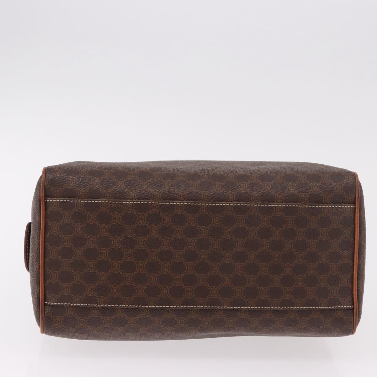 CELINE Macadam Canvas Boston Bag PVC Leather Brown Gold Auth 189915A