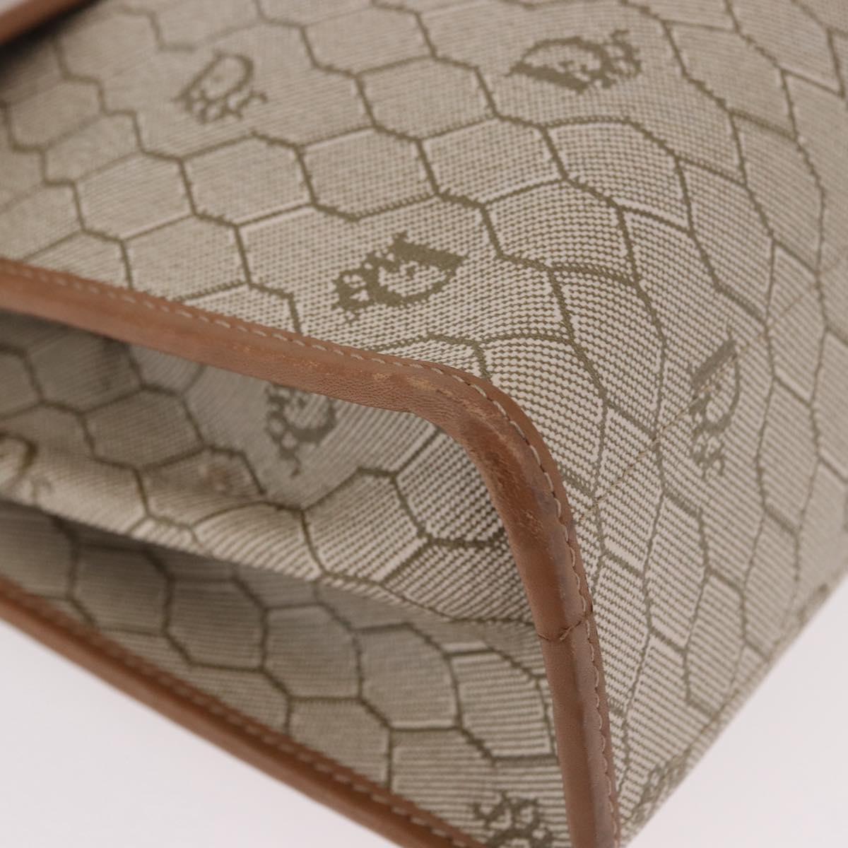 Christian Dior Honeycomb Canvas Hand Bag PVC Beige Gold Auth 189918A