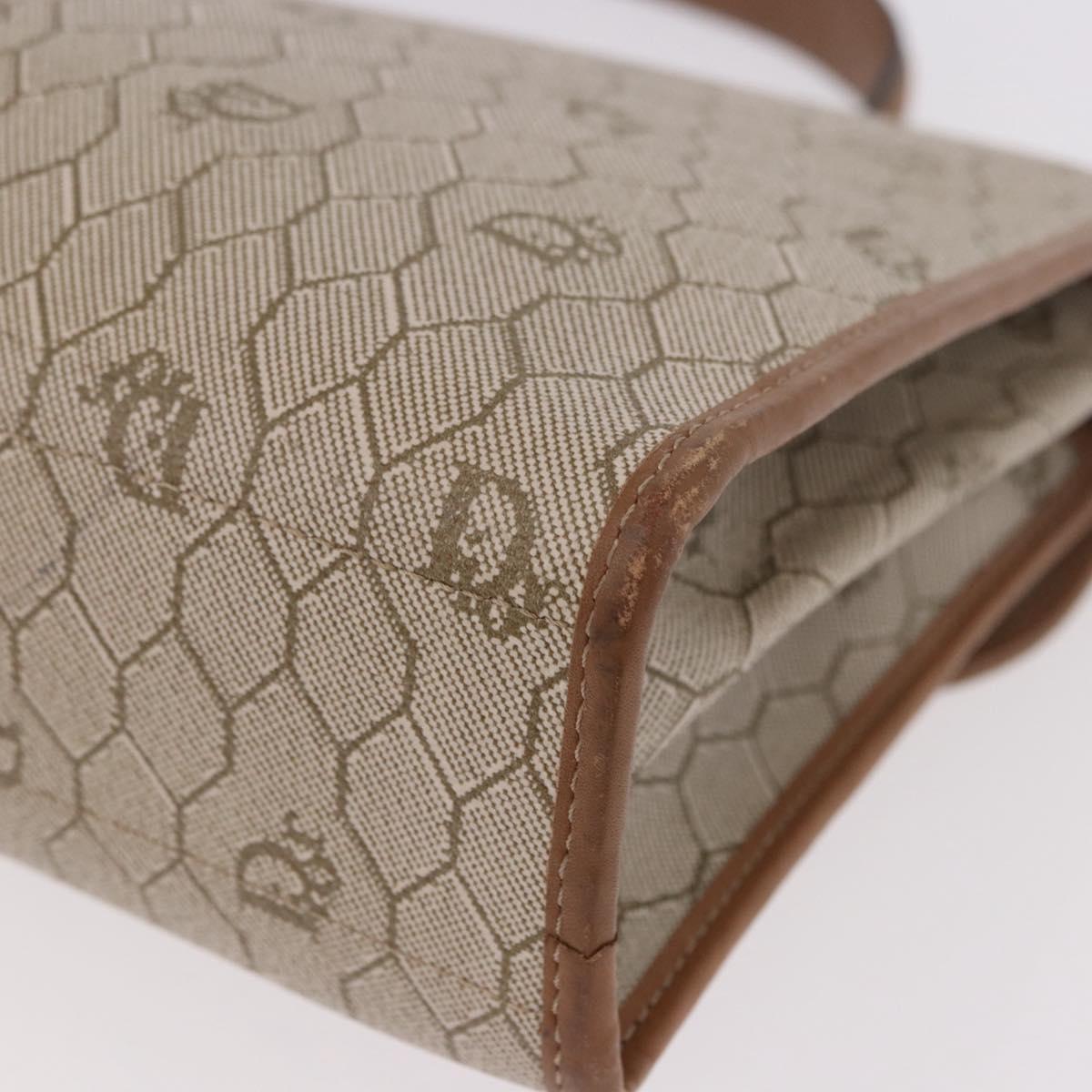 Christian Dior Honeycomb Canvas Hand Bag PVC Beige Gold Auth 189918A