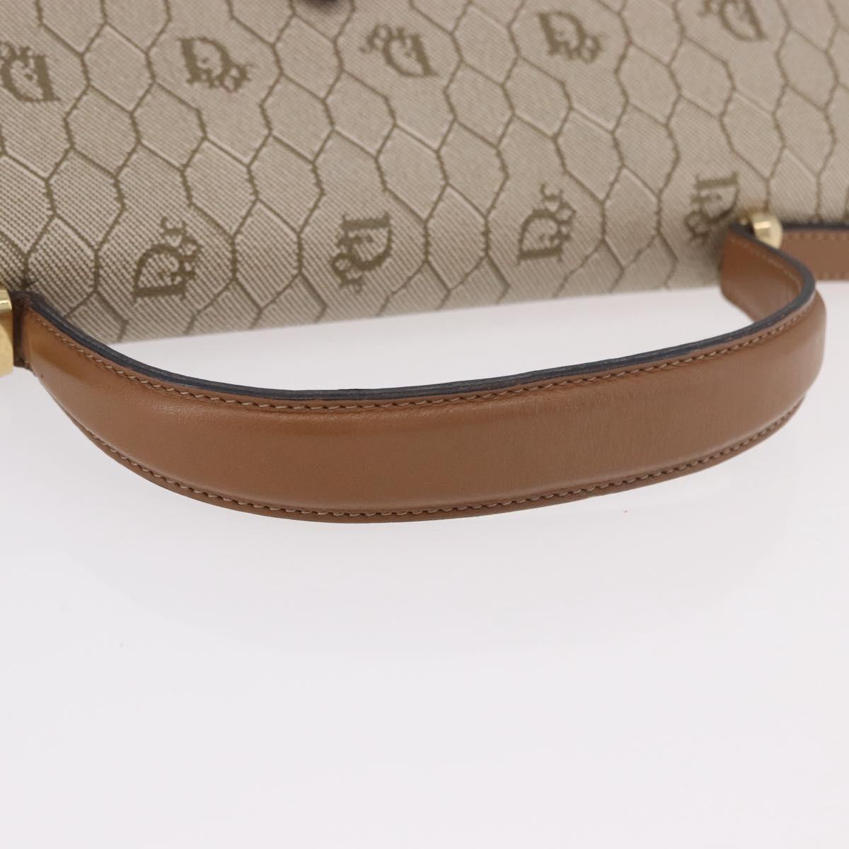 Christian Dior Honeycomb Canvas Hand Bag PVC Beige Gold Auth 189918A