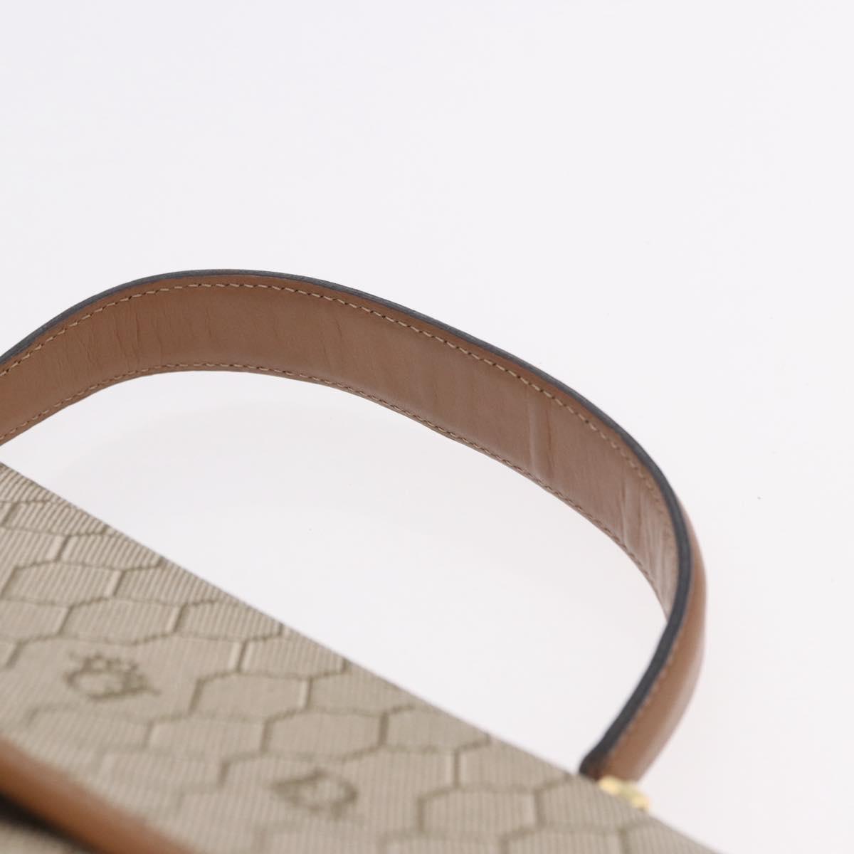 Christian Dior Honeycomb Canvas Hand Bag PVC Beige Gold Auth 189918A