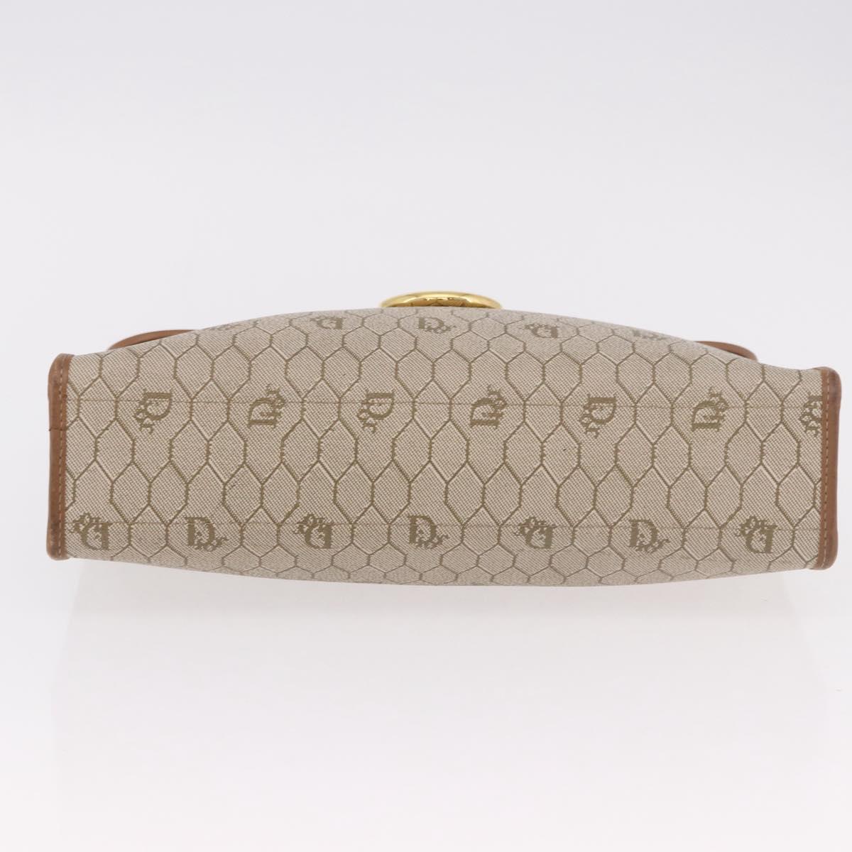 Christian Dior Honeycomb Canvas Hand Bag PVC Beige Gold Auth 189918A