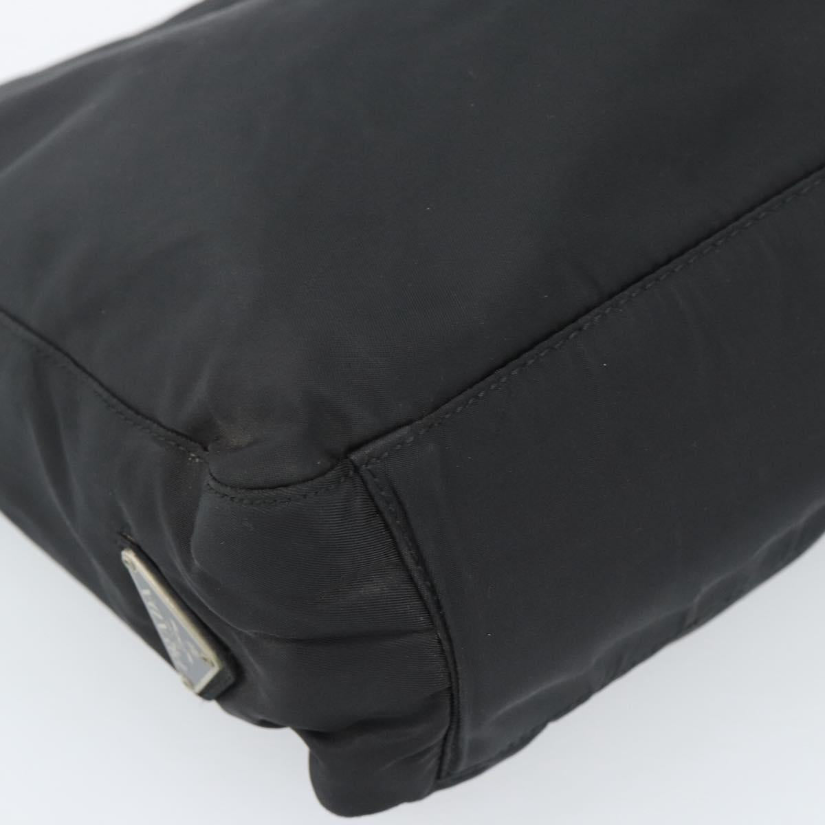 PRADA Tote Bag Nylon Black Silver Auth 189919A