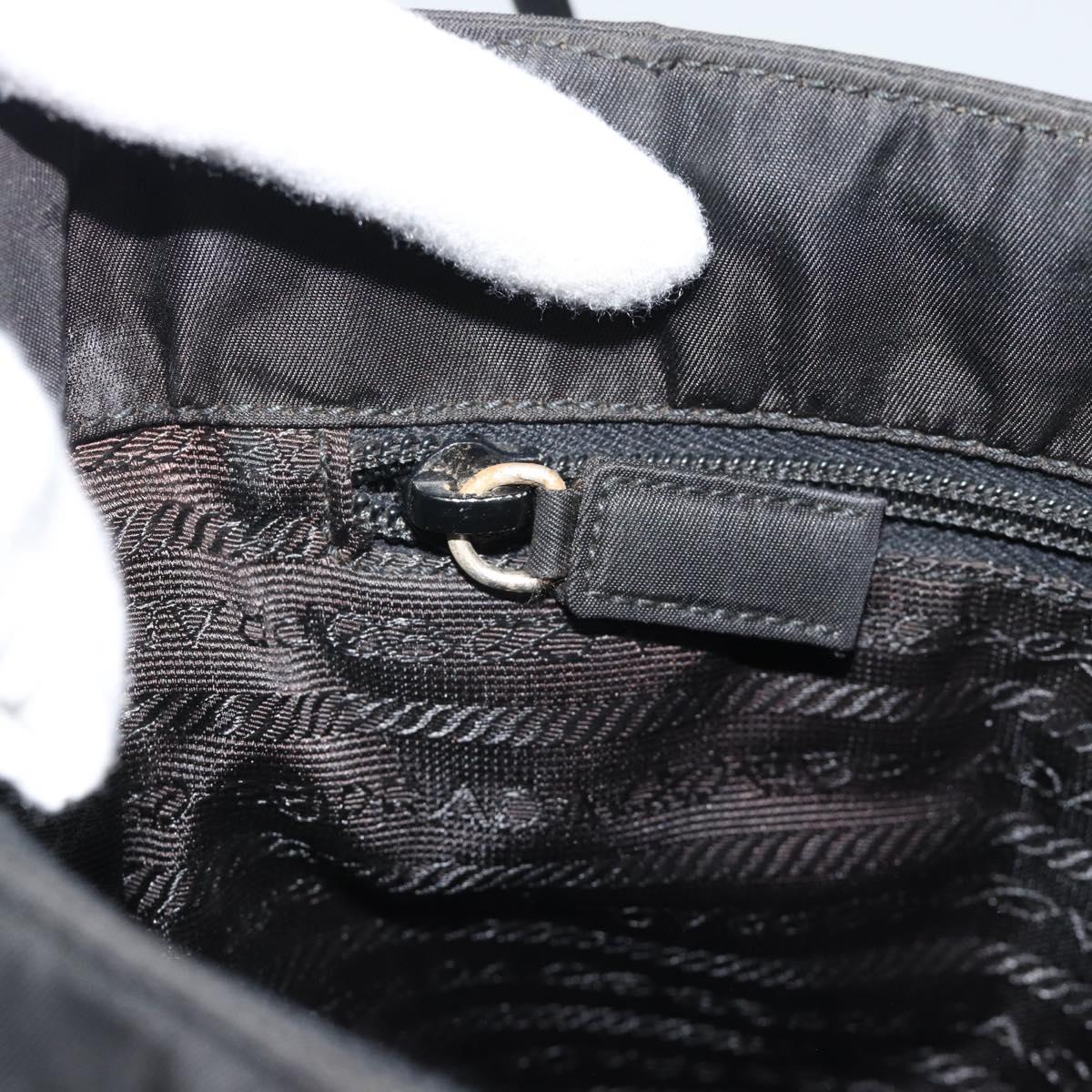PRADA Tote Bag Nylon Black Silver Auth 189919A