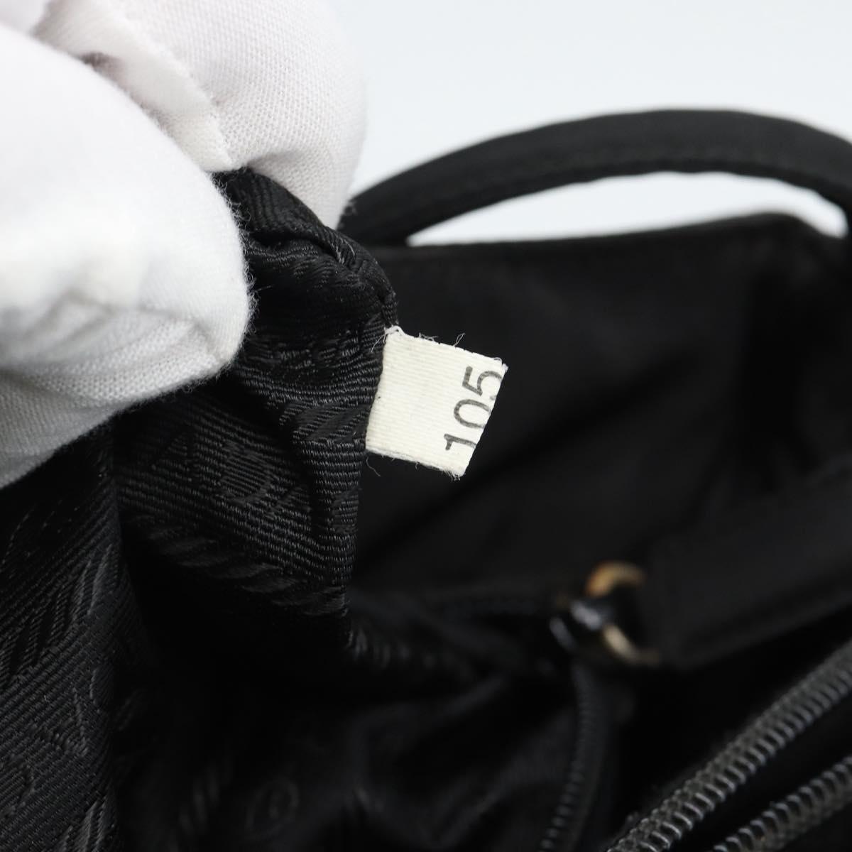 PRADA Tote Bag Nylon Black Silver Auth 189919A