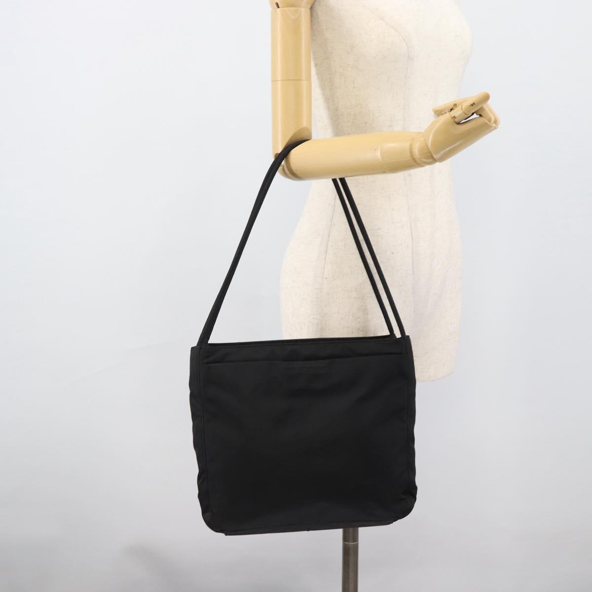 PRADA Tote Bag Nylon Black Silver Auth 189919A