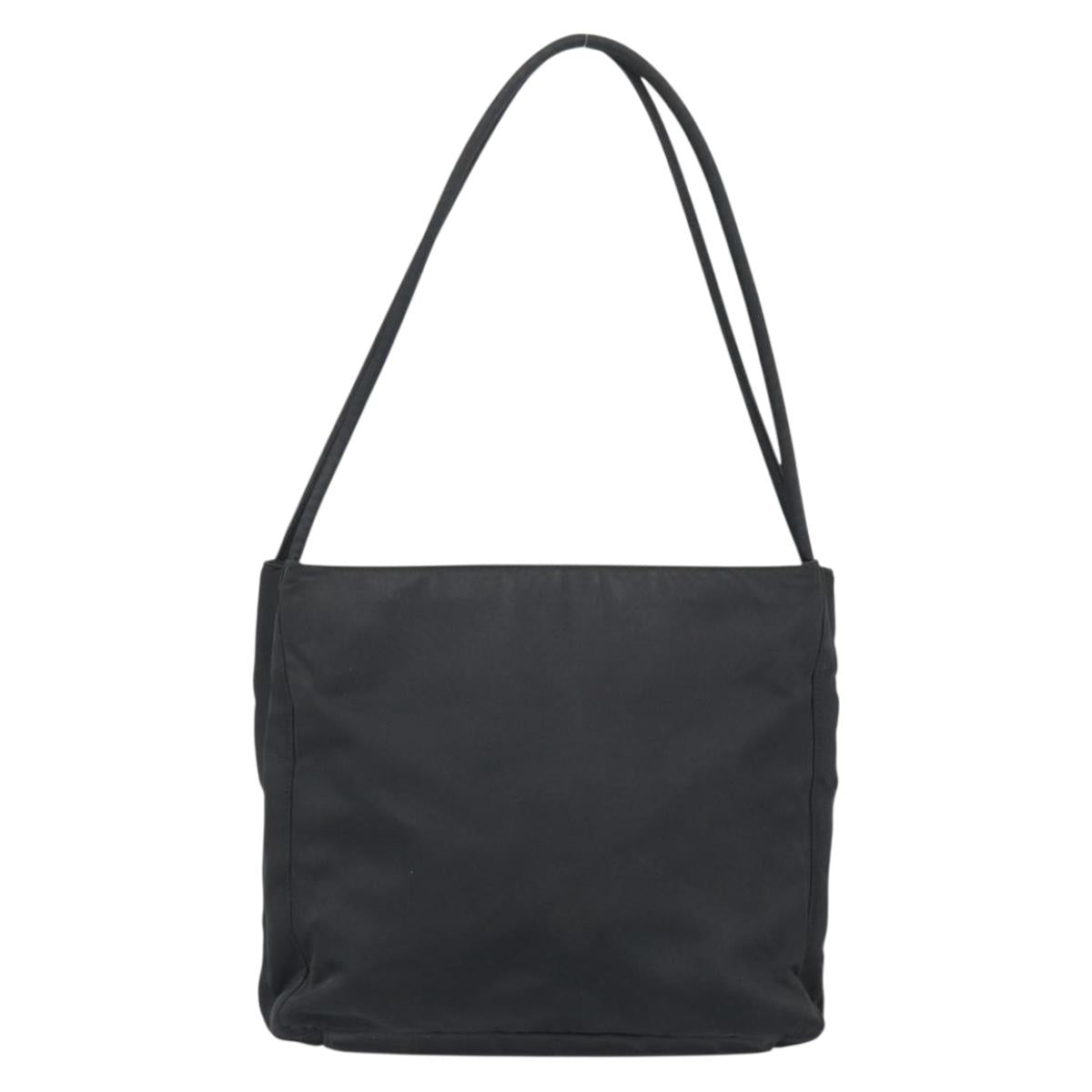 PRADA Tote Bag Nylon Black Silver Auth 189919A