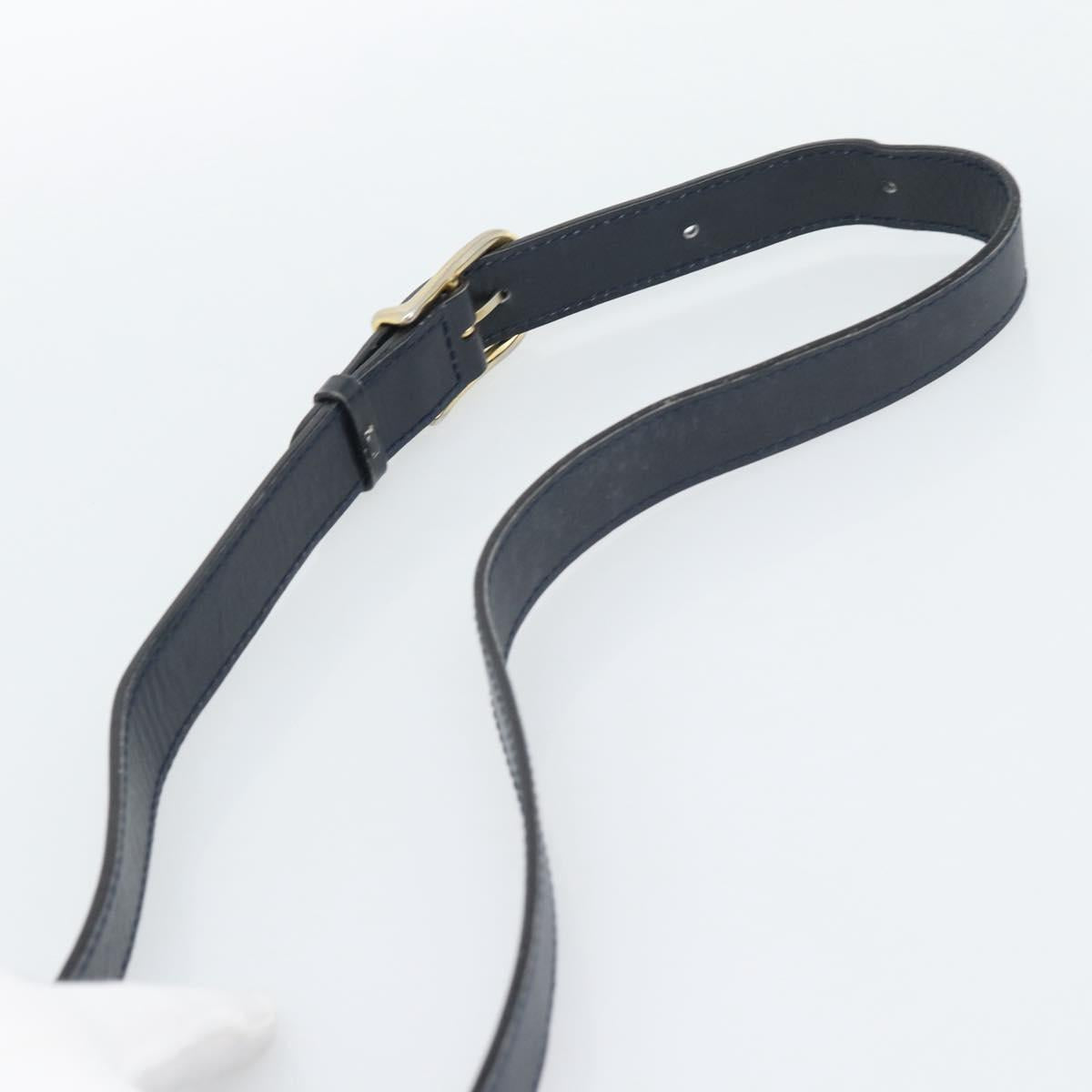 CELINE Circle Shoulder Bag Leather Black Gold Auth 189921