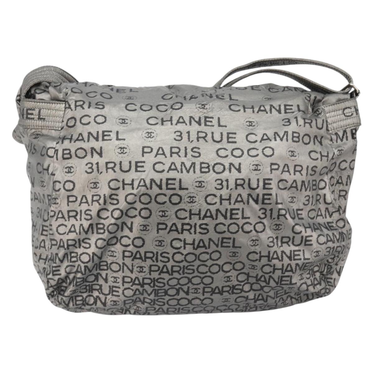 CHANEL Unlimited Shoulder Bag Coated Canvas Silver CC Auth 189929