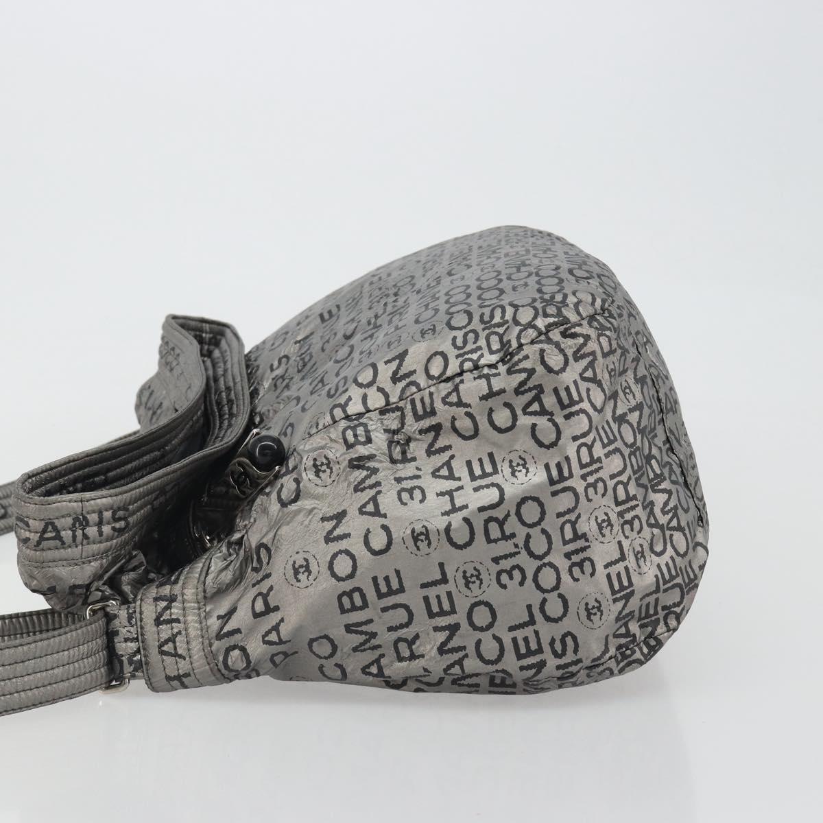 CHANEL Unlimited Shoulder Bag Coated Canvas Silver CC Auth 189929
