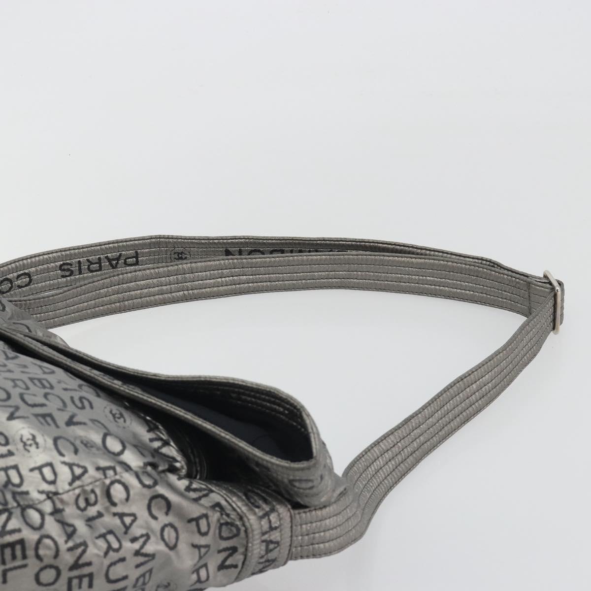 CHANEL Unlimited Shoulder Bag Coated Canvas Silver CC Auth 189929
