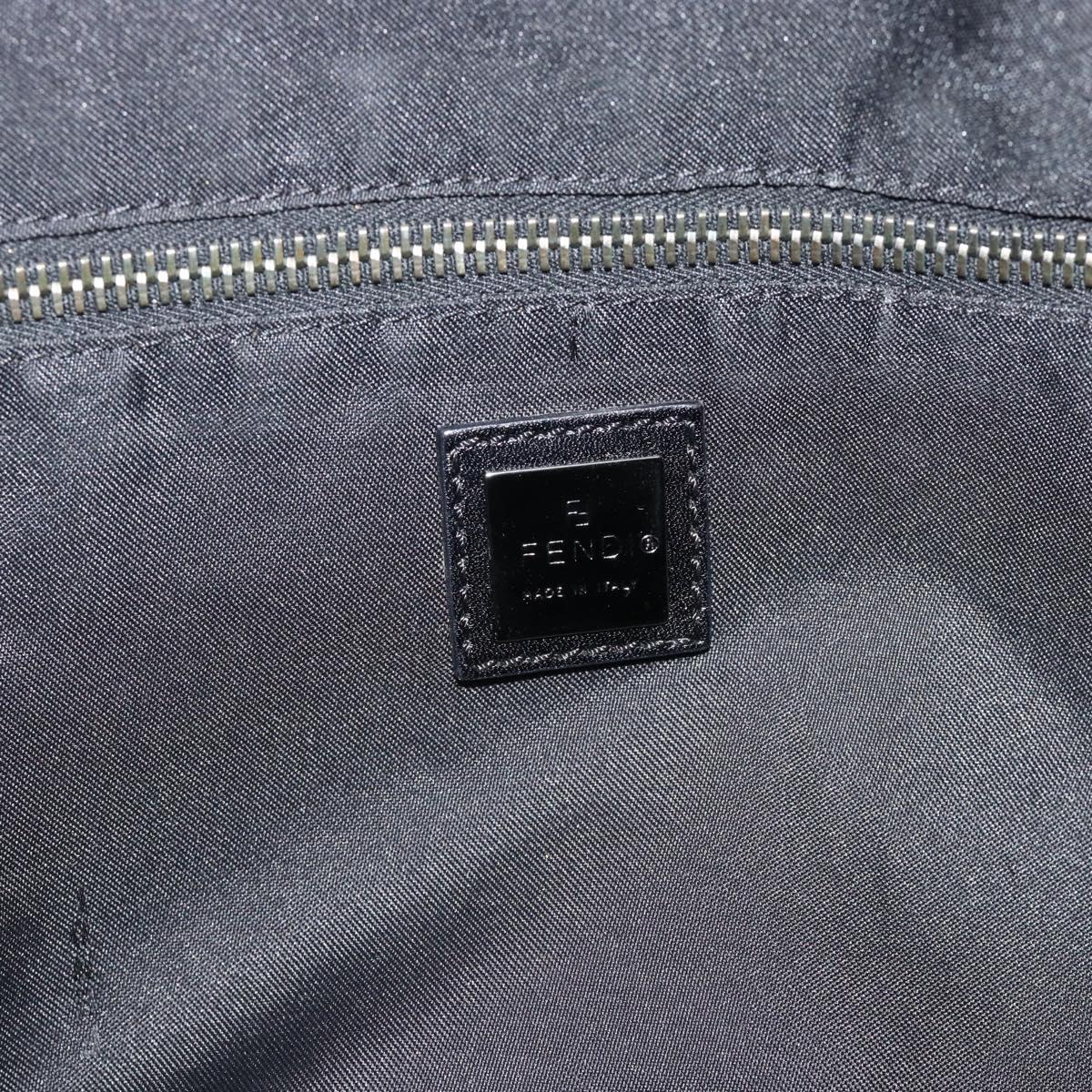 FENDI Zucchino Canvas Shoulder Bag Brown Silver Auth 189932A