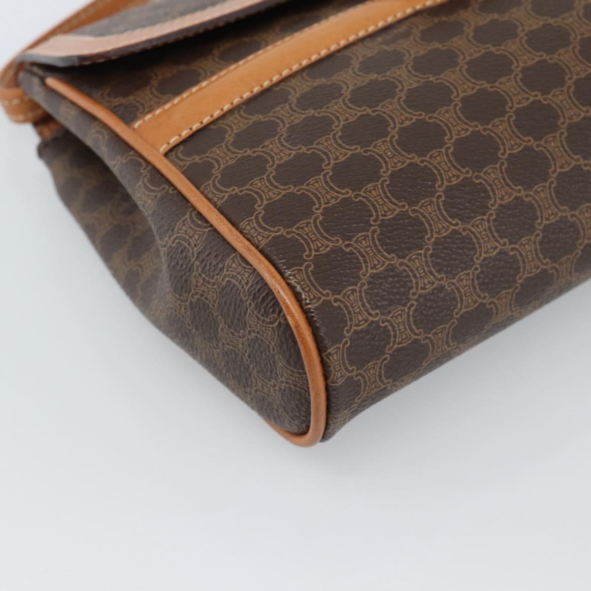CELINE Macadam Canvas Shoulder Bag PVC Leather Brown Gold Auth 189934