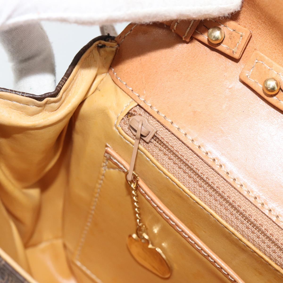 CELINE Macadam Canvas Shoulder Bag PVC Leather Brown Gold Auth 189934