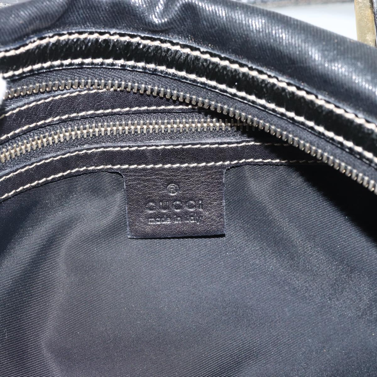 GUCCI Web Sherry Line Hand Bag PVC Canvas Black Gold 170009 Auth 189937