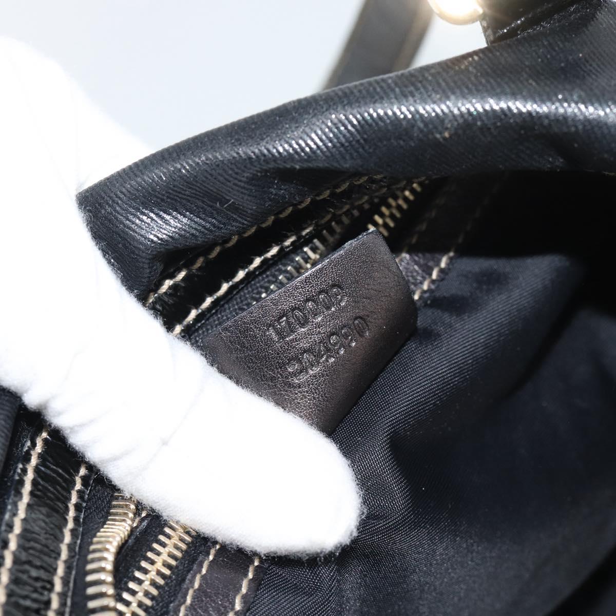 GUCCI Web Sherry Line Hand Bag PVC Canvas Black Gold 170009 Auth 189937