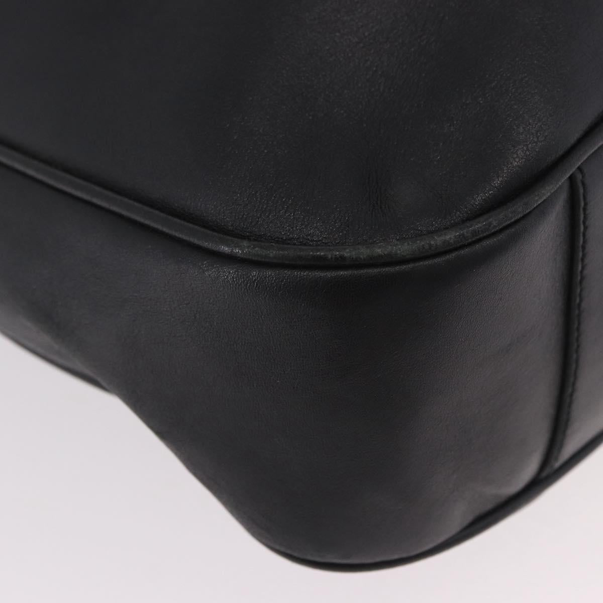 GUCCI Bamboo Shoulder Bag Leather 2way Black Gold 001 3444 1577 Auth 189938