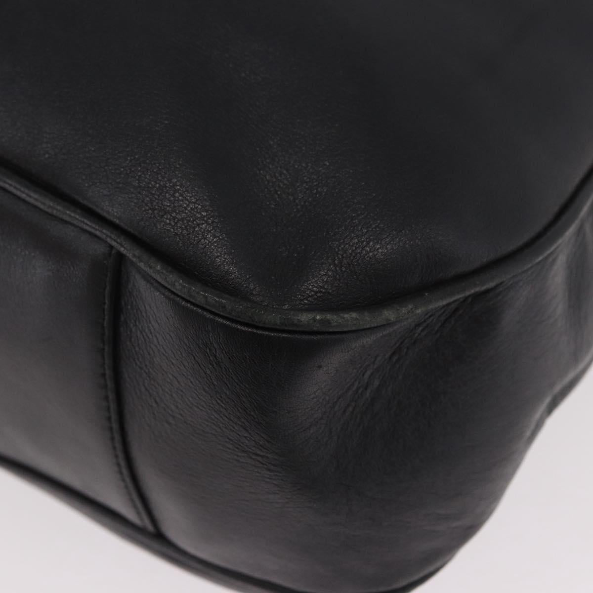GUCCI Bamboo Shoulder Bag Leather 2way Black Gold 001 3444 1577 Auth 189938