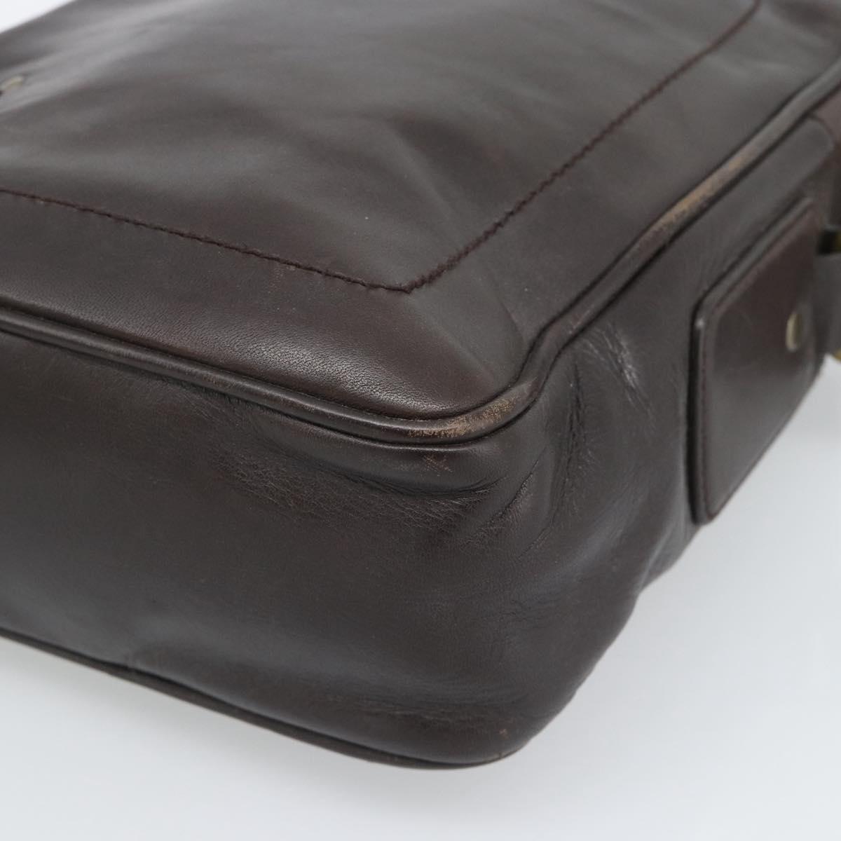 BALLY Shoulder Bag Leather Brown Gold Auth 189939
