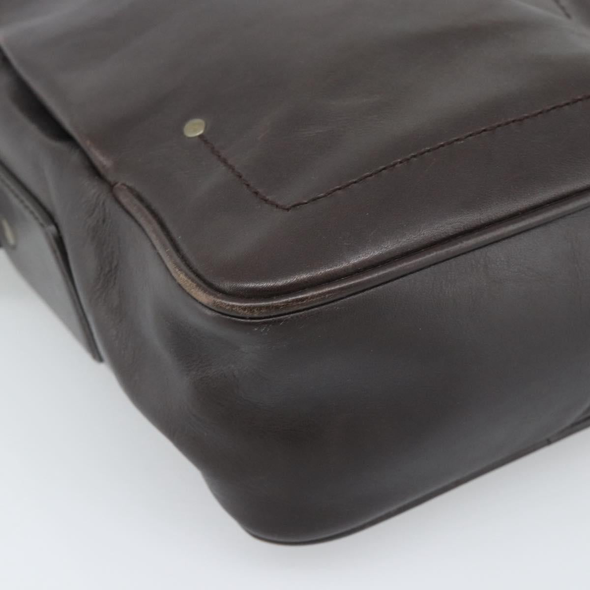 BALLY Shoulder Bag Leather Brown Gold Auth 189939
