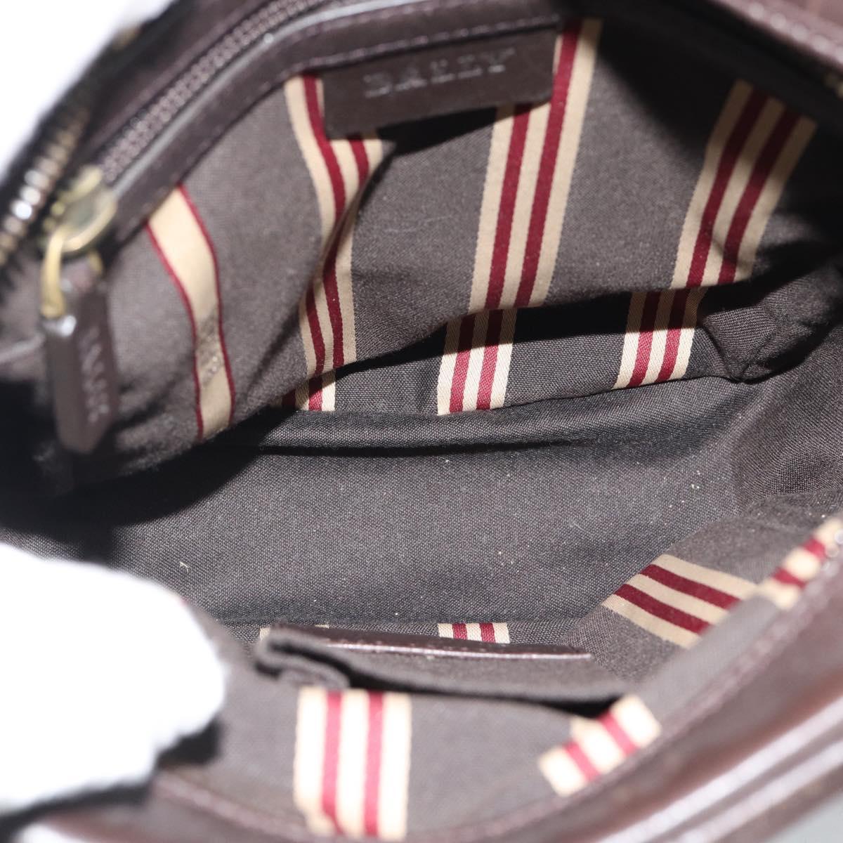 BALLY Shoulder Bag Leather Brown Gold Auth 189939