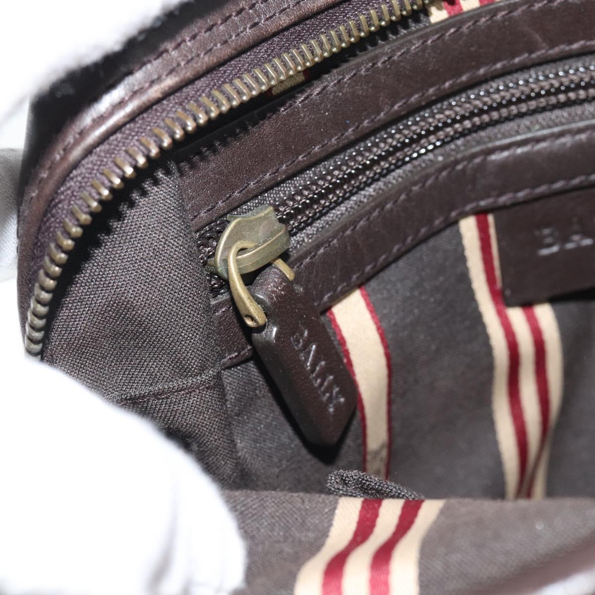 BALLY Shoulder Bag Leather Brown Gold Auth 189939