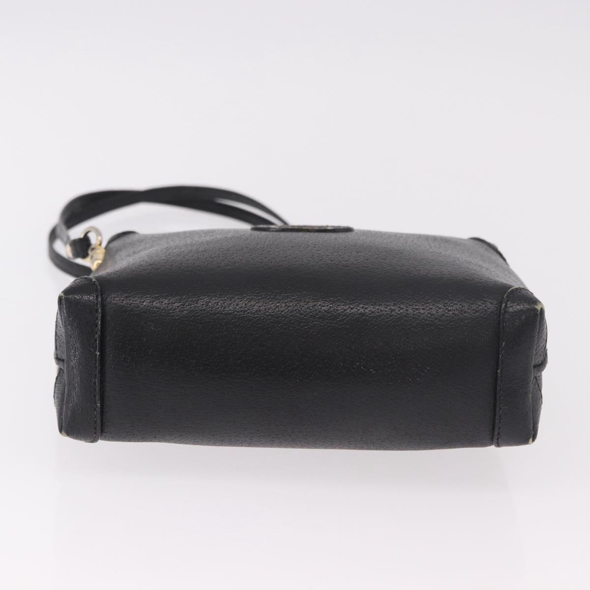GUCCI Shoulder Bag Leather Black Gold 07 37 4916 Auth 189941