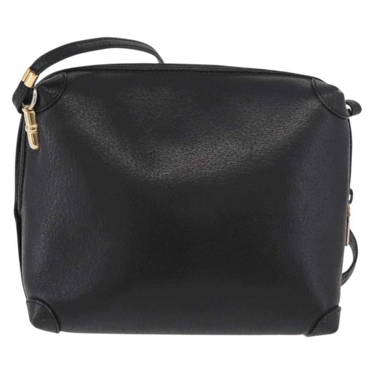 GUCCI Shoulder Bag Leather Black Gold 07 37 4916 Auth 189941