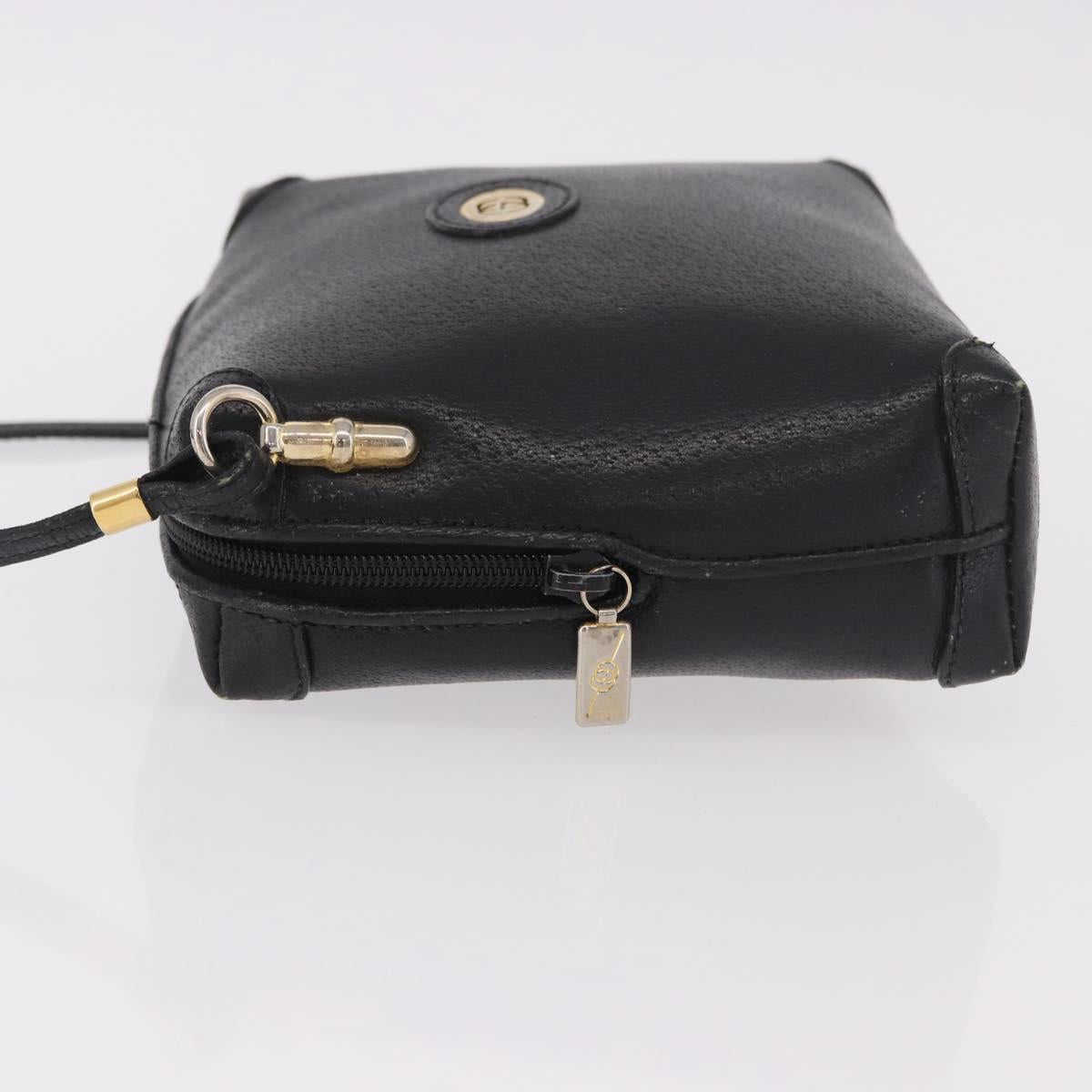 GUCCI Shoulder Bag Leather Black Gold 07 37 4916 Auth 189941