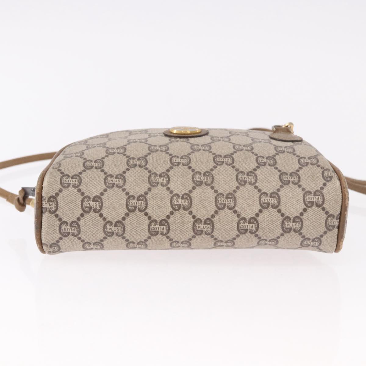 GUCCI GG Supreme Shoulder Bag PVC Beige Gold Auth 189942