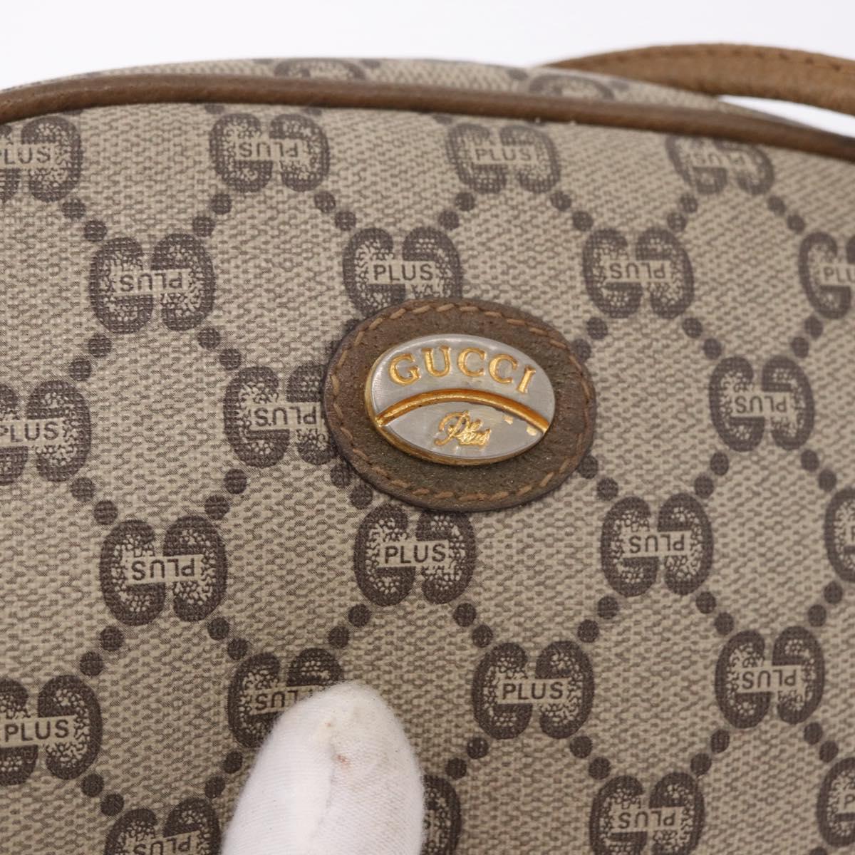 GUCCI GG Supreme Shoulder Bag PVC Beige Gold Auth 189942