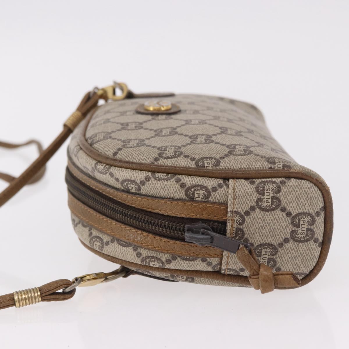 GUCCI GG Supreme Shoulder Bag PVC Beige Gold Auth 189942