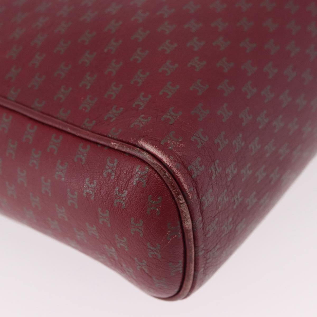 CELINE Macadam Shoulder Bag Leather Bordeaux Gold Auth 189944