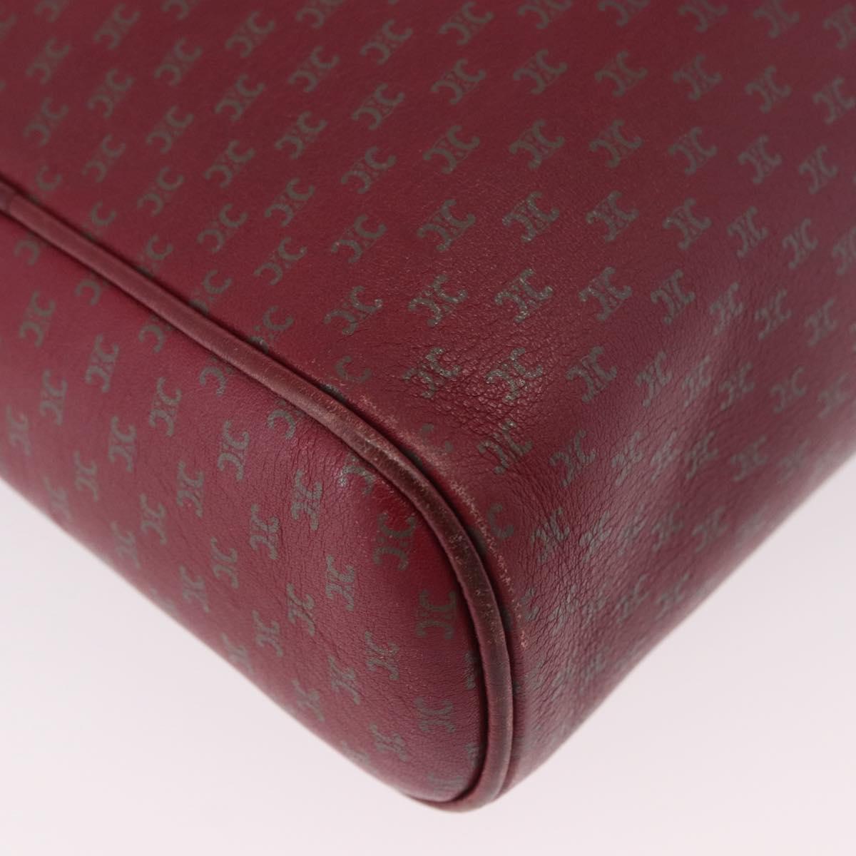 CELINE Macadam Shoulder Bag Leather Bordeaux Gold Auth 189944