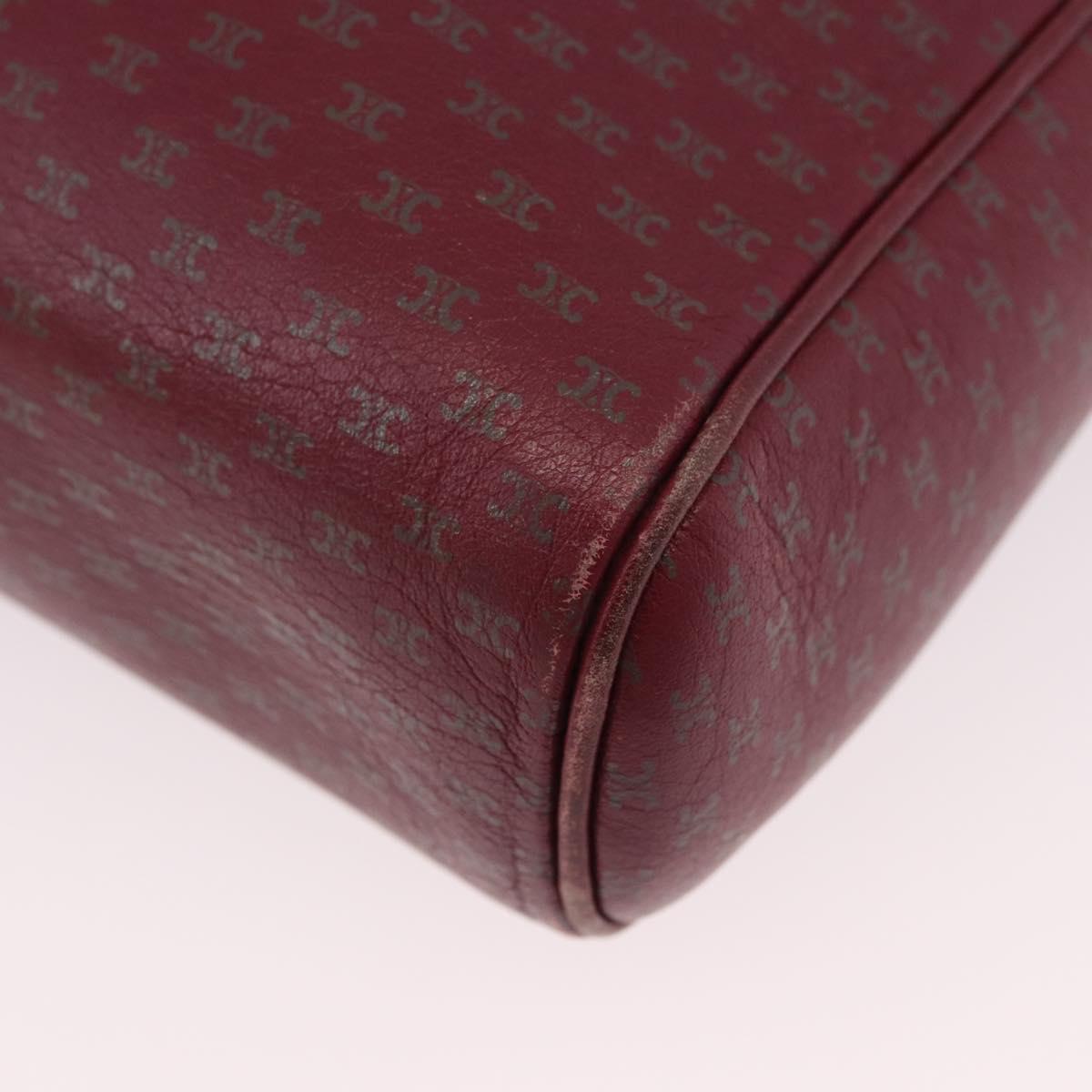 CELINE Macadam Shoulder Bag Leather Bordeaux Gold Auth 189944
