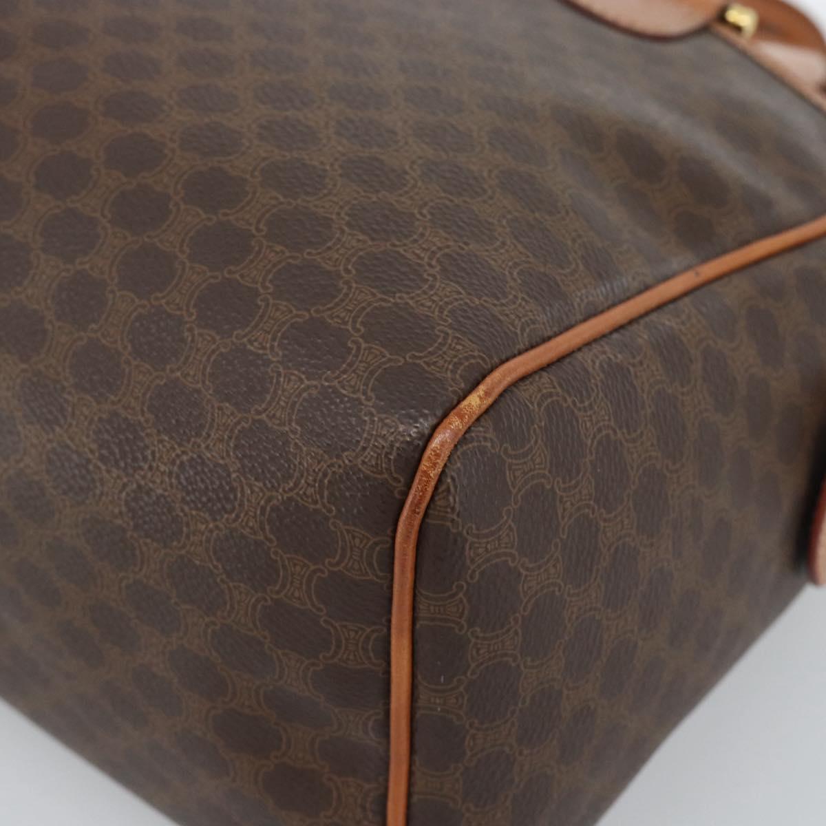 CELINE Macadam Canvas Boston Bag PVC Leather Brown Gold Auth 189950A
