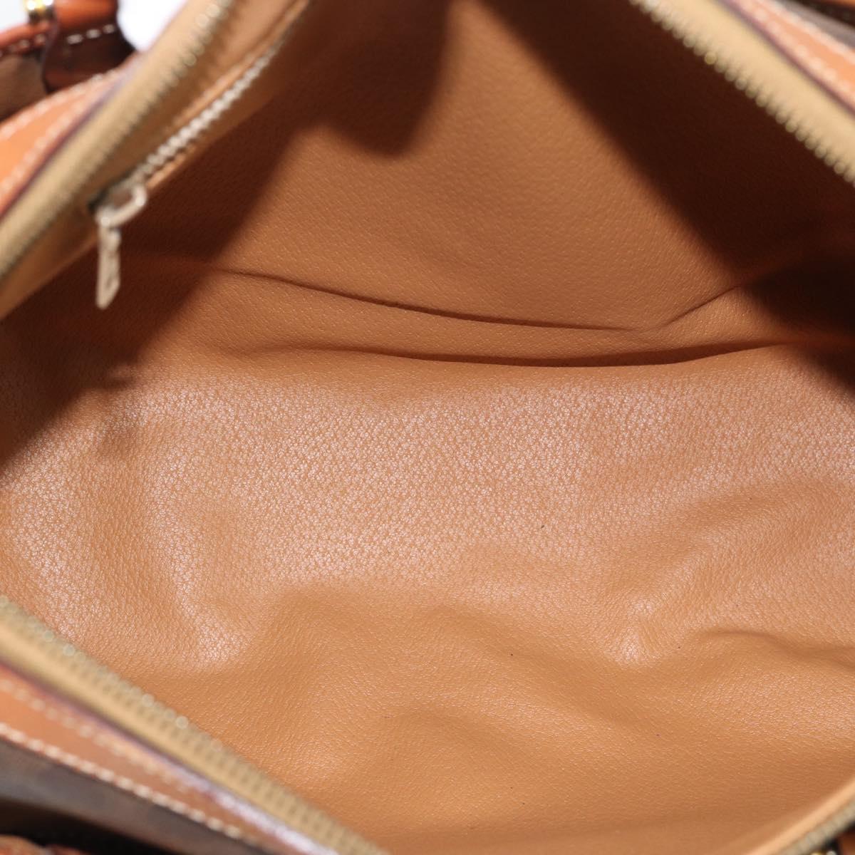 CELINE Macadam Canvas Boston Bag PVC Leather Brown Gold Auth 189950A