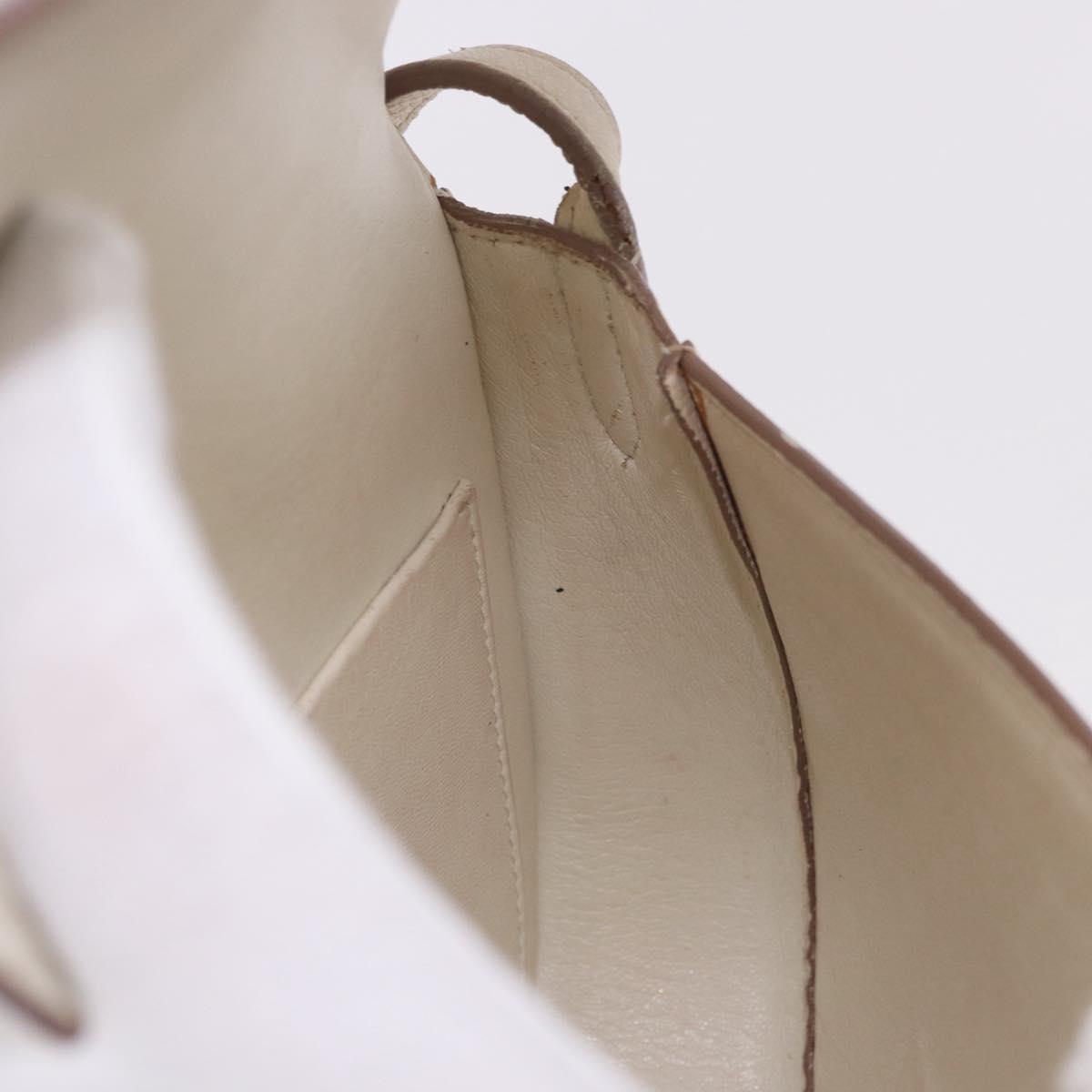 CELINE Shoulder Bag Leather White Gold Auth 189953