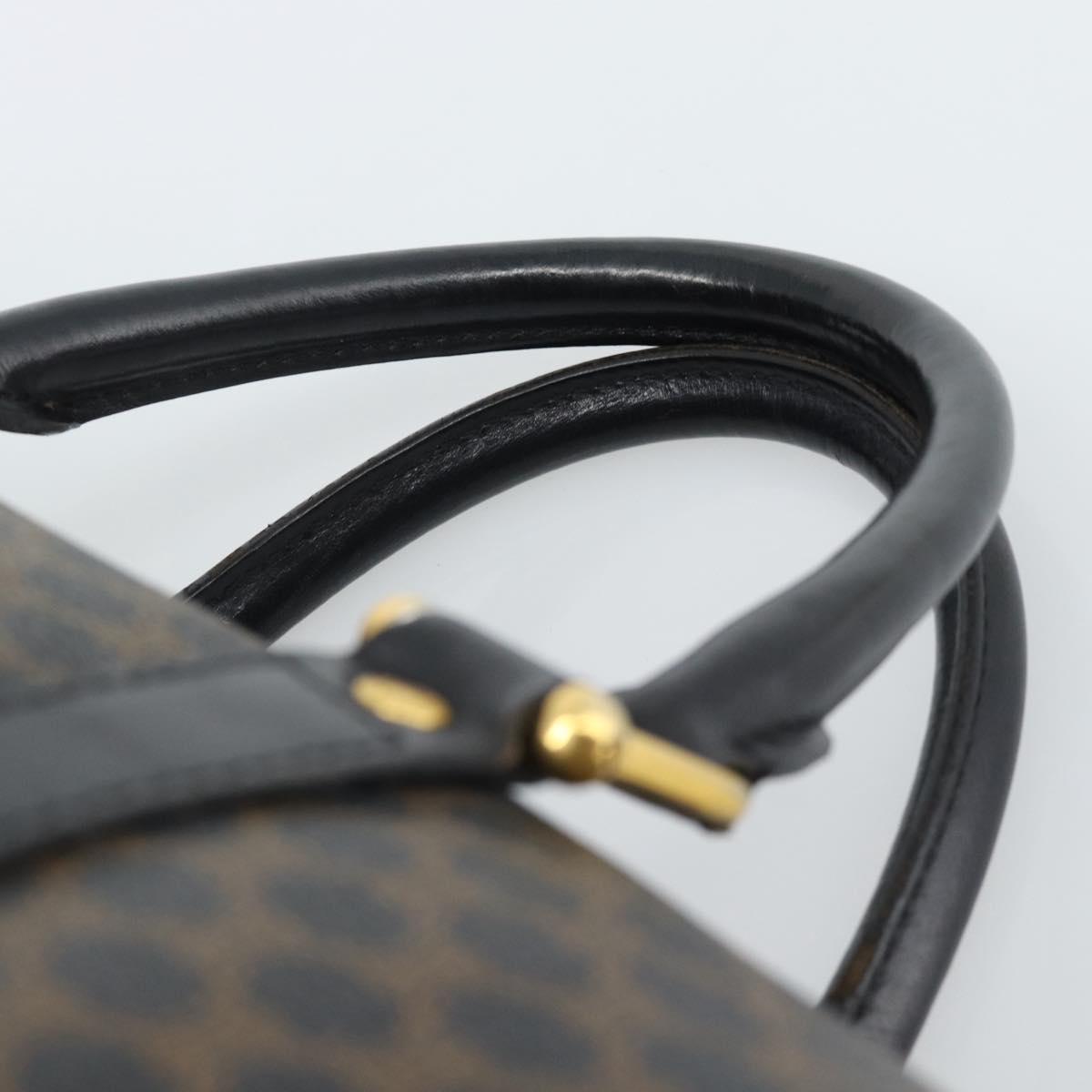 CELINE Macadam Canvas Boston Bag PVC Leather Black Gold Auth 189955A