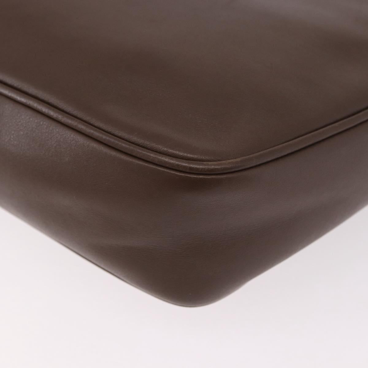 CELINE Macadam Shoulder Bag Leather Brown Gold Auth 189957