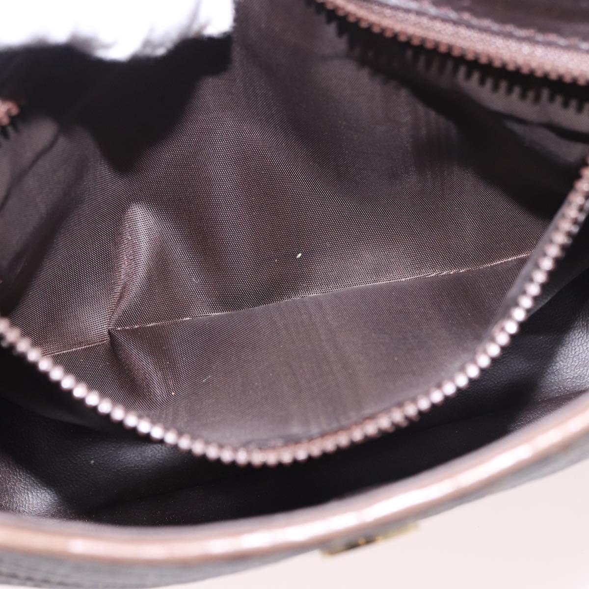 CELINE Macadam Shoulder Bag Leather Brown Gold Auth 189957