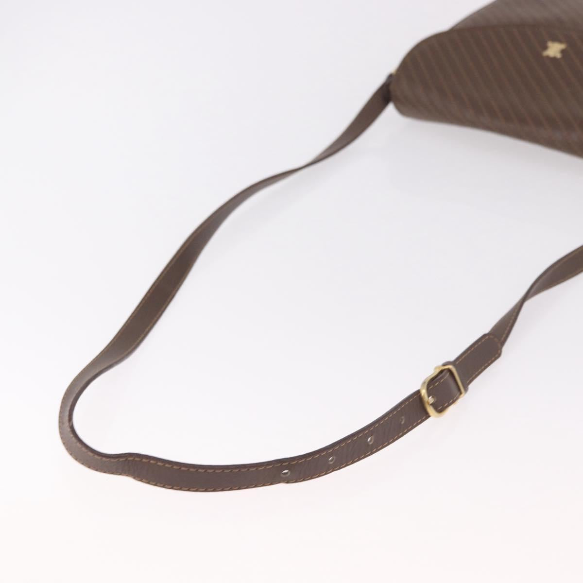 CELINE Macadam Shoulder Bag Leather Brown Gold Auth 189957