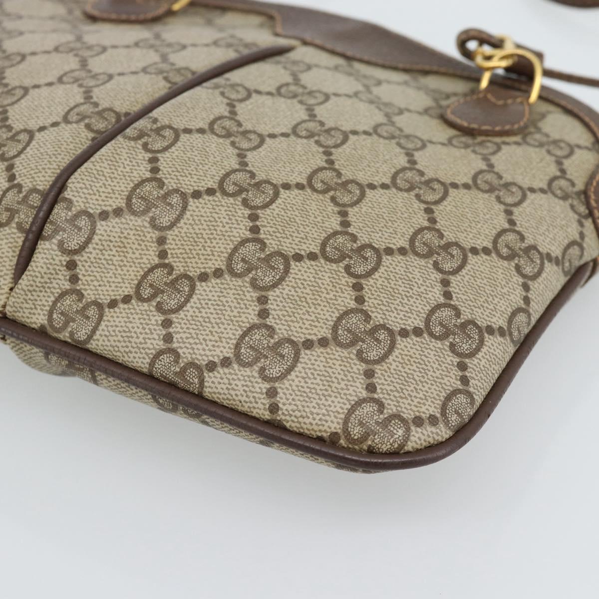GUCCI GG Supreme Web Sherry Line Bag PVC Beige Gold 904 02 047 Auth 189958