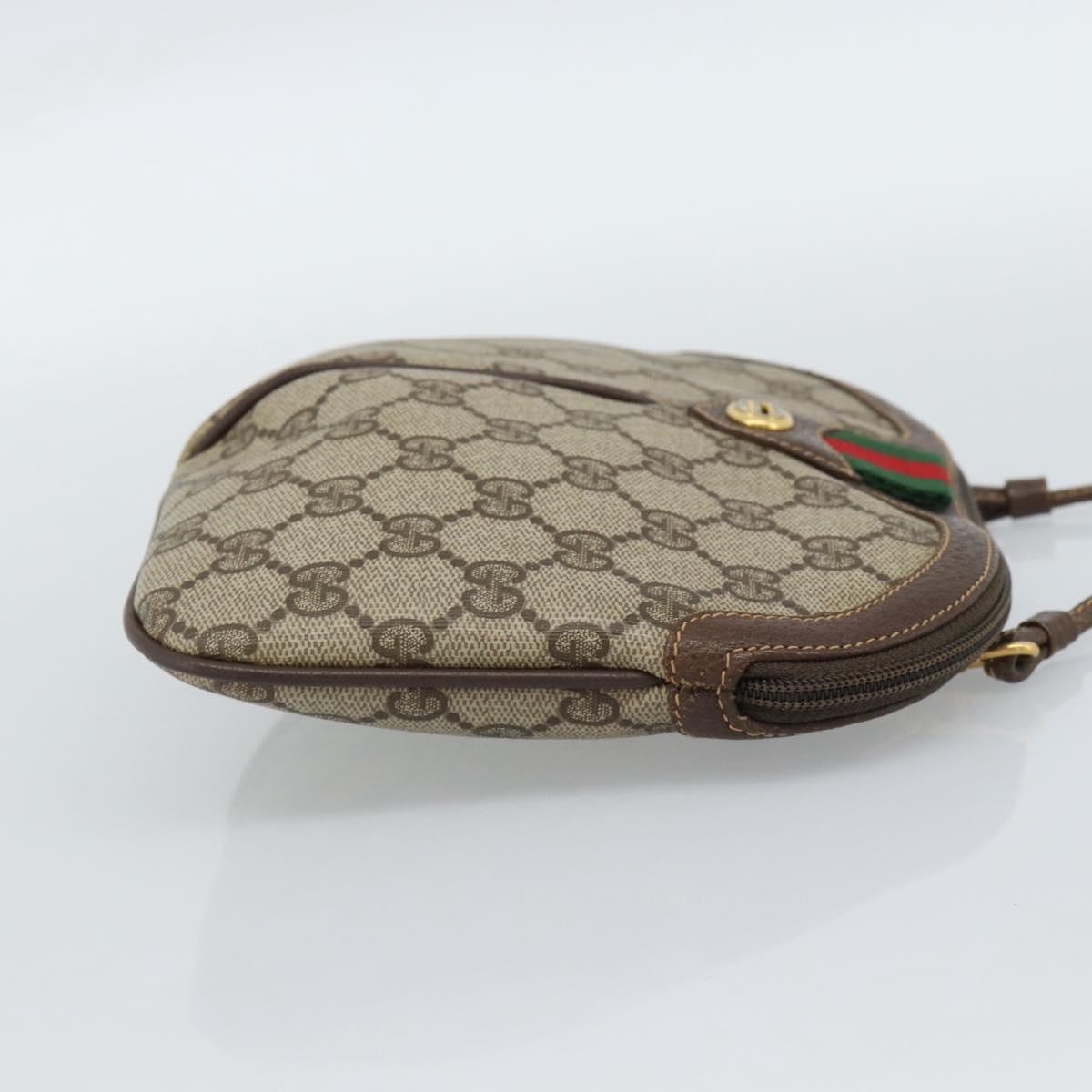 GUCCI GG Supreme Web Sherry Line Bag PVC Beige Gold 904 02 047 Auth 189958