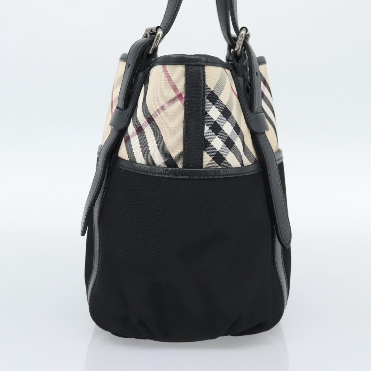 BURBERRY Nova Check Tote Bag Canvas Beige Silver Auth 189960A