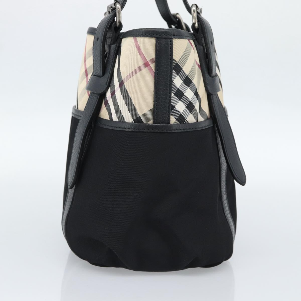 BURBERRY Nova Check Tote Bag Canvas Beige Silver Auth 189960A